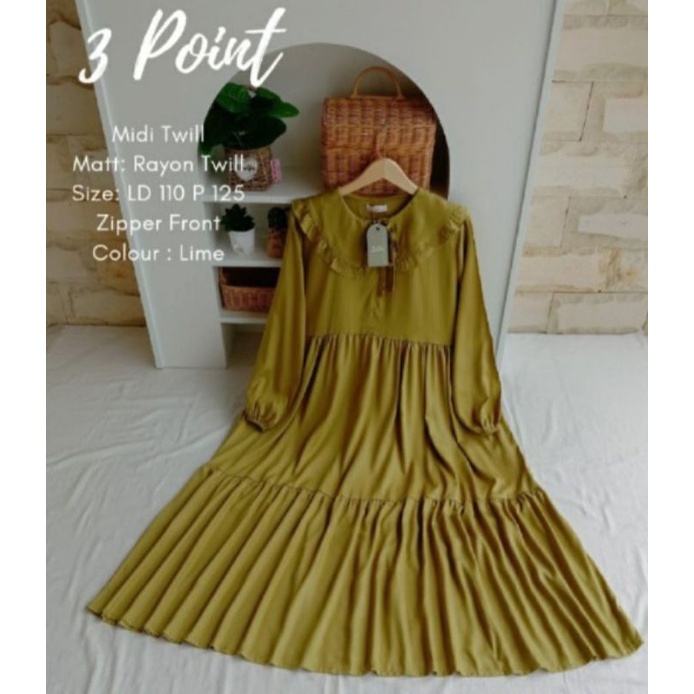 Gamis midi kerah 3point