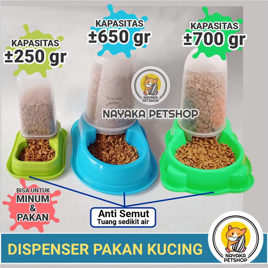 Dispenser Pakan Kucing Anti Semut Otomatis Pet Bowl Feeder Makanan Hewan