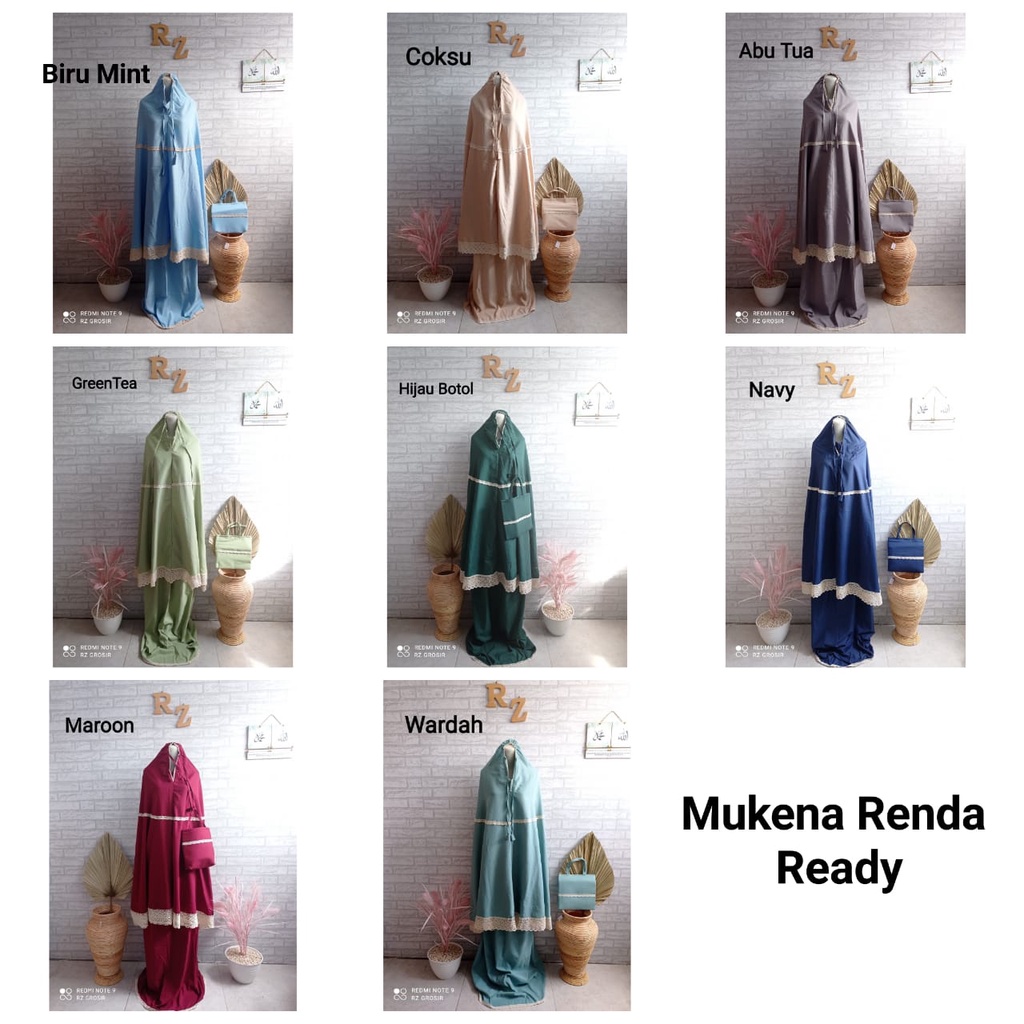 Mukena Travel Renda Series Warna Navy Bahan Katun Micro Premium Set Atasan + Bawah + Tas Cantik