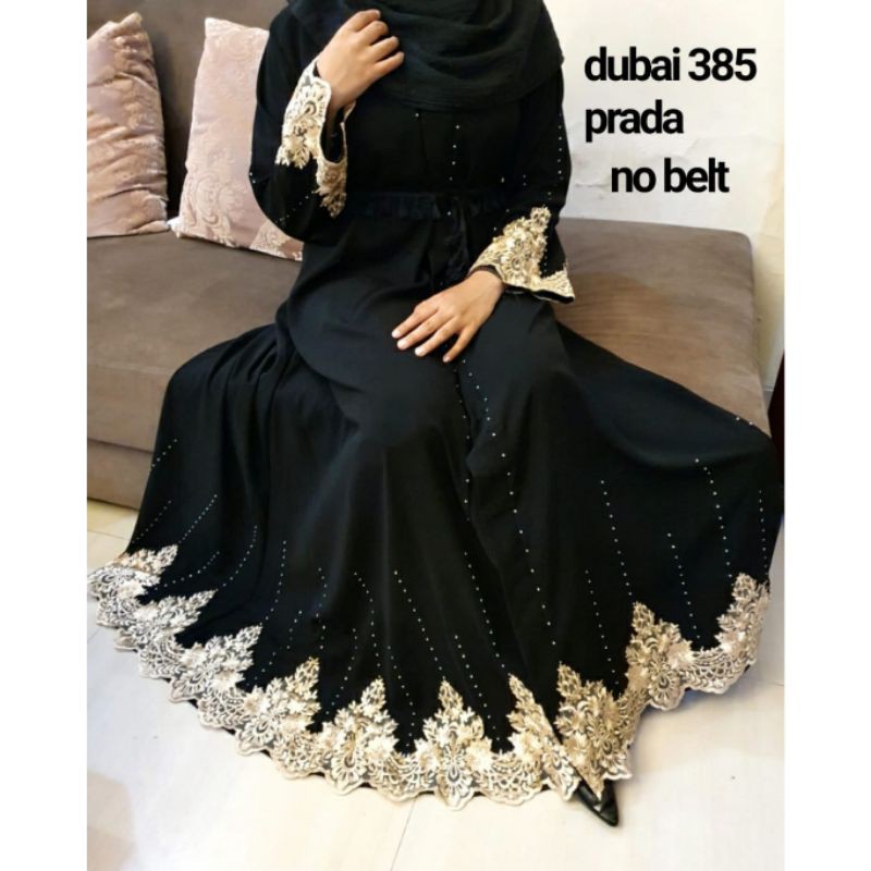 Abaya Saudi Prada - Dubai 385 /Abaya Saudi / Gamis Hitam / Dress Hitam / Gamis Arab / Abaya Arab