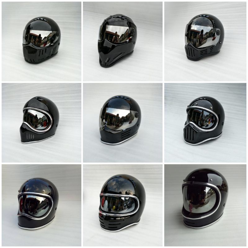 Helm Custom Visor Crom DUKAS Fullface Retro Vintage