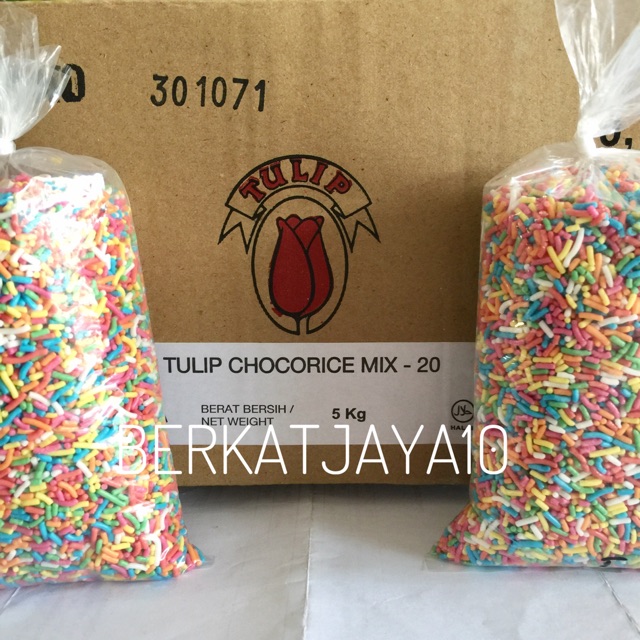 

TULIP Chocorice Mix 250 Gram Meises Warna Warni Meses Rainbow Coklat butir Premium REPACK