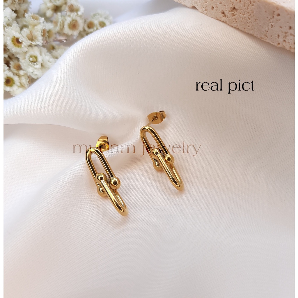 Anting Model U Dengan 2 Rangkai dan 3 Rangkai Warna Rose Gold, Gold dan Silver