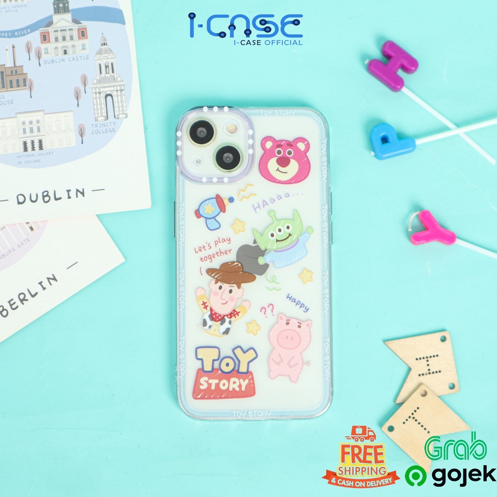 Soft Case Clear Cartoon 2 Motif Tsum Tsum and Toy Story Full Lenscover For iPhone 7 8 SE 7+ 8+ X XR XS 11 12 13 Mini Pro Max