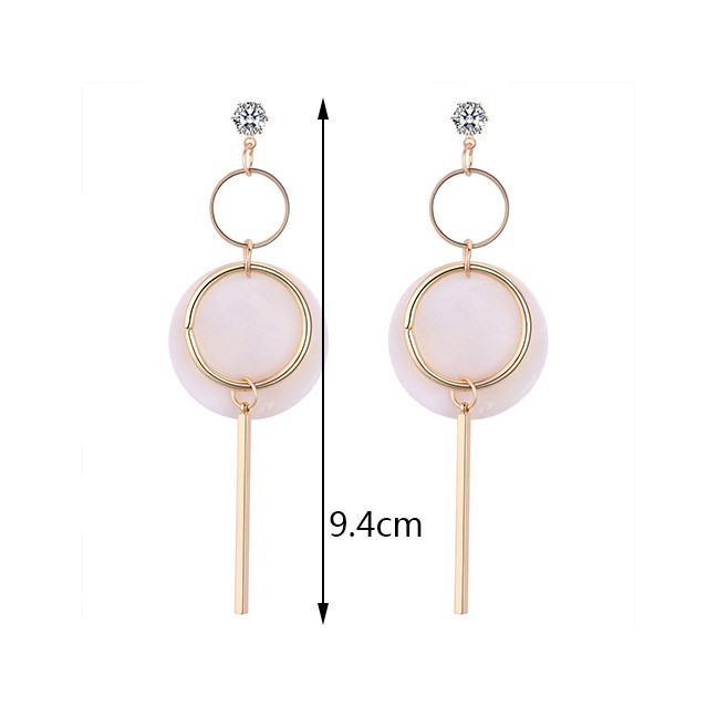 LRC Anting Tusuk Elegant Beige Vertical Shape Decorated Long Earrings