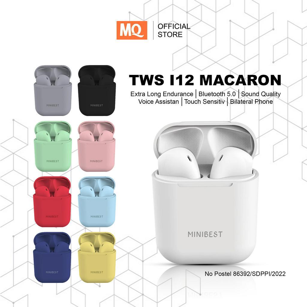 COD MQ i12 TWS inpods 12 Pro Headset Bluetooth Macaron Handsfree Earphone Earbuds Headphone IZIN POSTEL TRUE Wireless STEREO Bluetooth Android HiFi