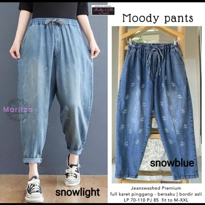 koleksi terbaru moody pants celana baggy jeans wanita bordir