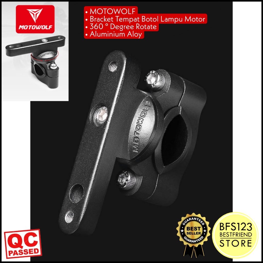 MOTOWOLF Bracket Tempat Botol Sepeda Lampu Motor 360 Degree Rotate Aluminium Aloy