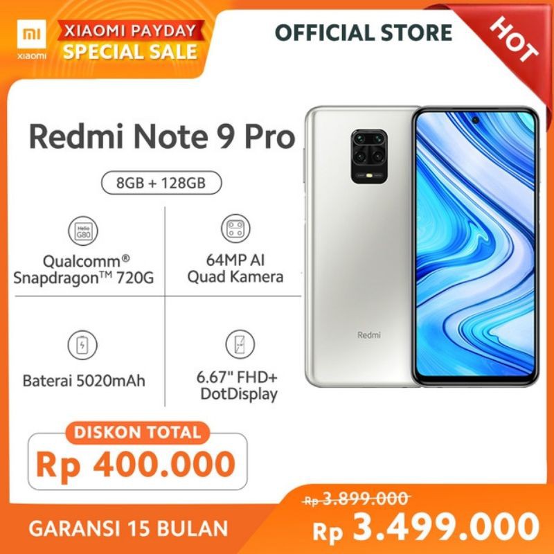 XIAOMI HP XIAOMI REDMI NOTE 9 PRO 8GB/128GB