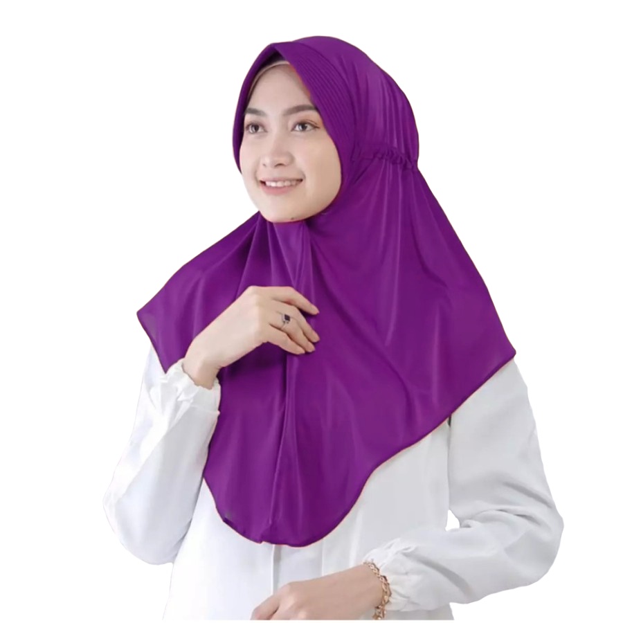 Jilbab Serut Jokowi / Hijab Instan Serut Jersey ukuran 70x75cm Ori termurah-Ungu