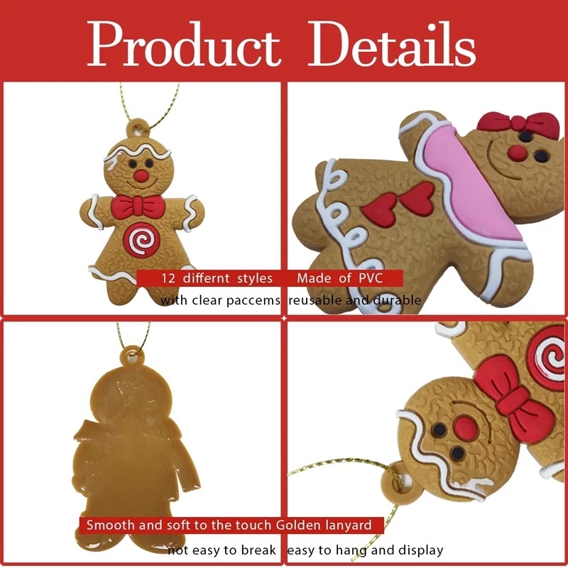 Ornamen Gantung Bentuk Gingerbread Man Dengan Lanyard Untuk Dekorasi Pohon Natal