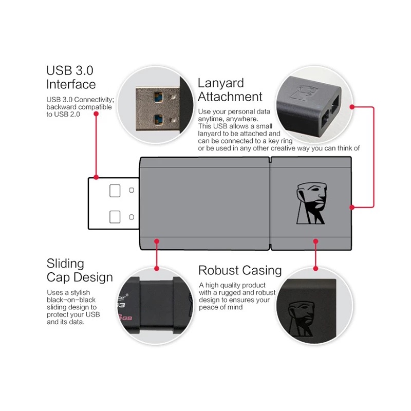 Kingston-pen Drive usb128gb 256gb dt100g3, USB Memory Stick 8gb, 16gb, 32gb 64gb, USB3.0