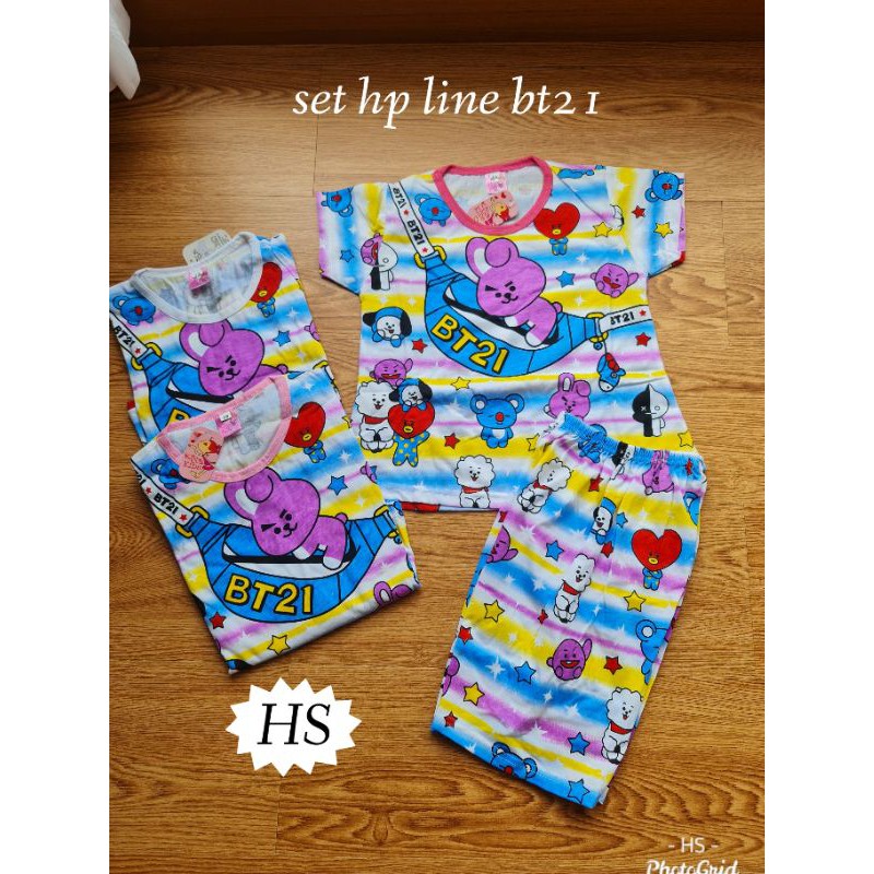 PIYAMA HOTPANT LINE BT21 RAINBOW/PIYAMA ANAK/BAJU TIDUR
