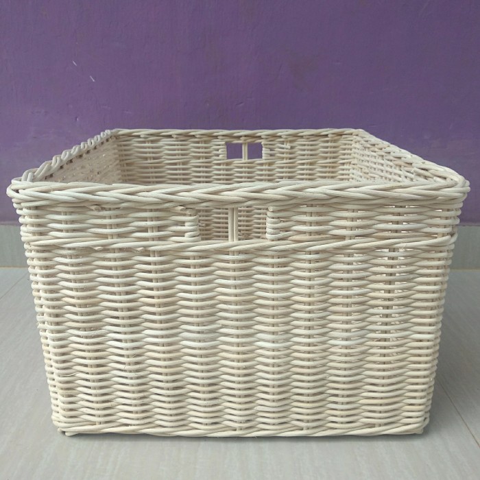 keranjang kotak persegi panjang rotan laci penyimpanan 40x40x28 cm