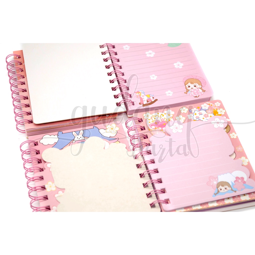 Notebook Mini Spiral Sakura Kimono Girl Buku Ctatan Motif Bunga Sakura GH 308072