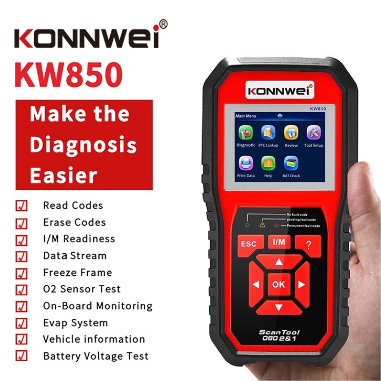 Original KONNWEI OBD2 KW850 Alat Scanner Diagnostik OBD OBD2 Untuk Mobil