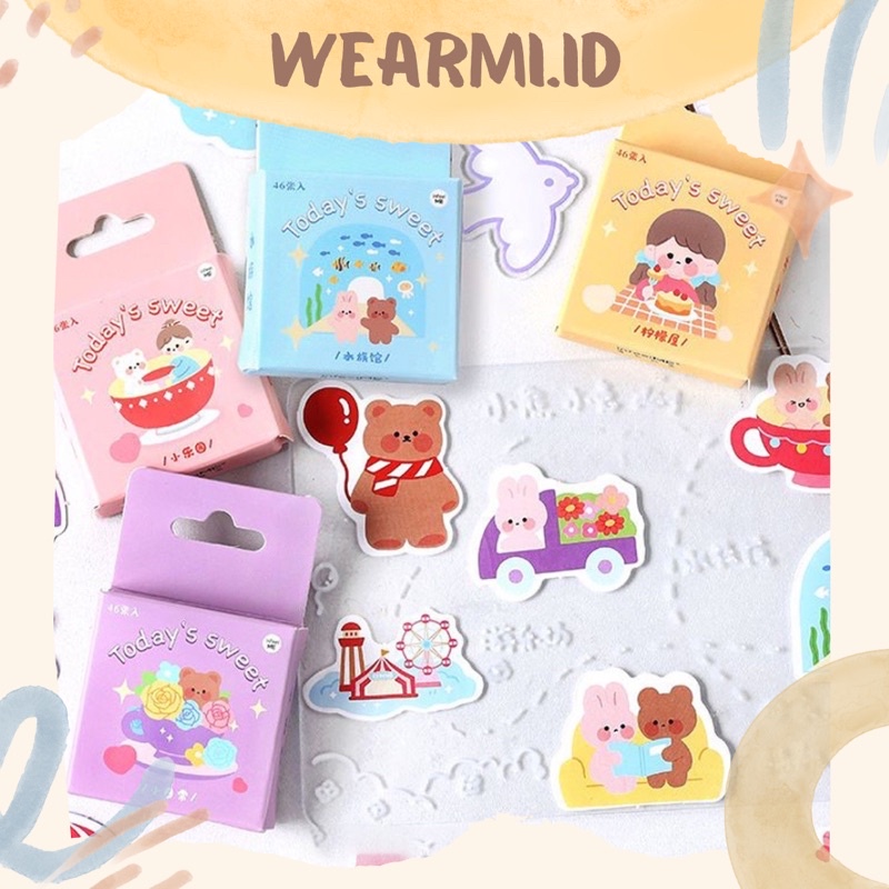 

45 Pcs Deco Sticker Box Girl With Bear 4 Today’s Sweet Color Theme Planner DIY Scrapbook Stiker Dekor Kotak Aesthetic Bujo Jurnal DIY Wearmi Colorfull