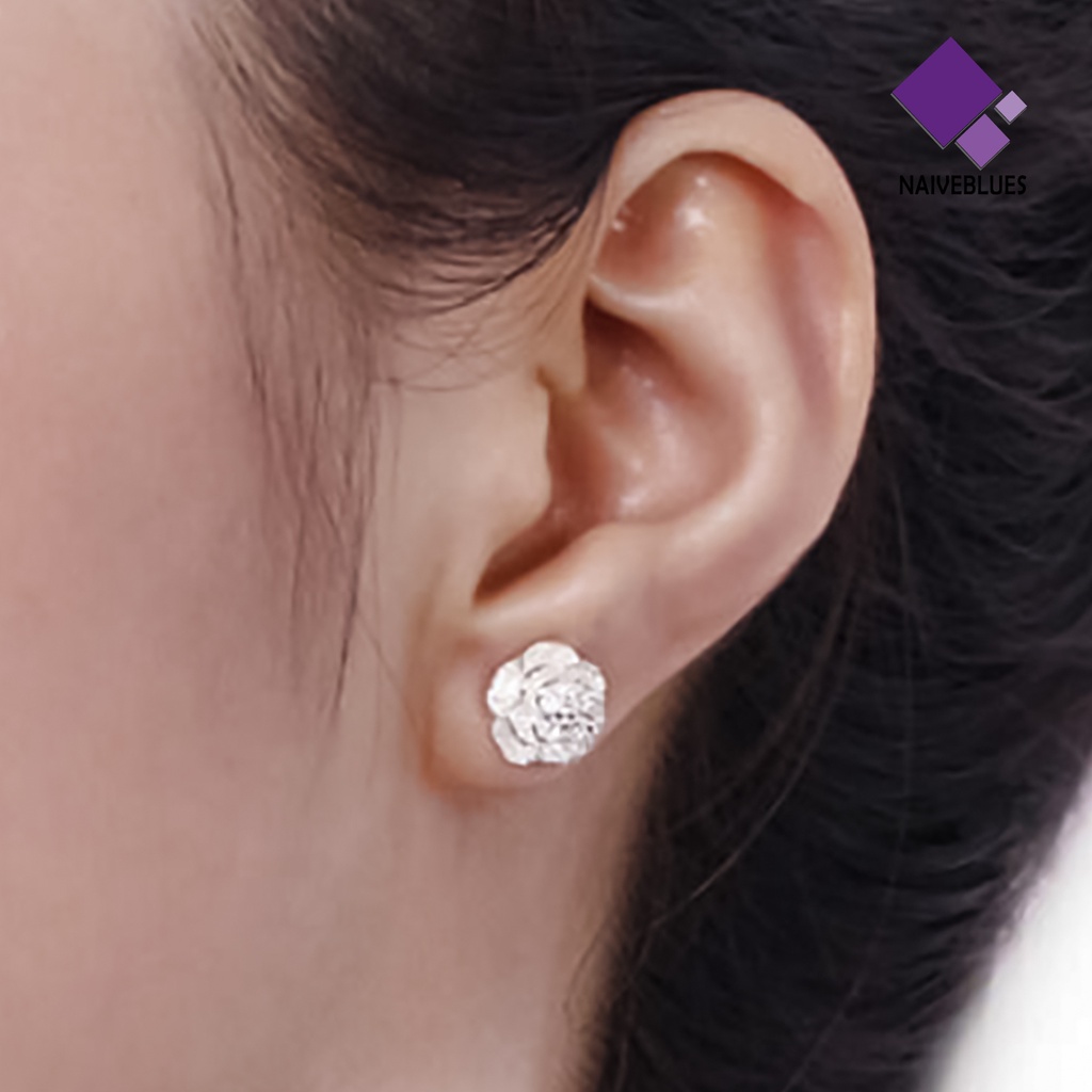 1 Pasang Anting Tindik Bentuk Romantis Lapis Silver Untuk Wanita