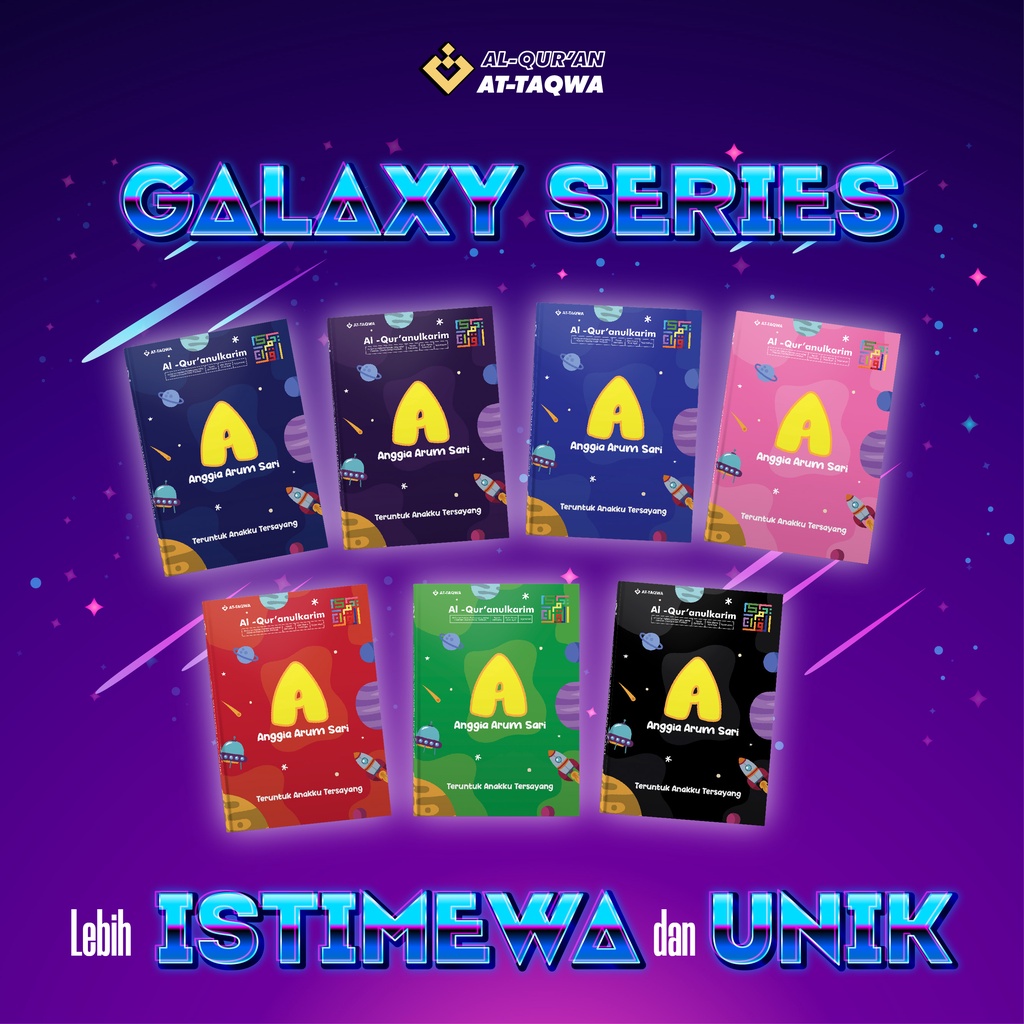 AL QURAN CUSTOM NAMA ATTAQWA KIDS GALAXY ALQURAN HAFALAN ANAK TERJEMAHAN PERKATA GRATIS CUSTOM A5