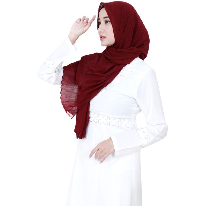 Nouri Avani - Hijab Pashmina Jilbab Kerudung Plisket lidi Ceruty Baby Doll Instant Premium Ceruti Tanpa Garis Tengah