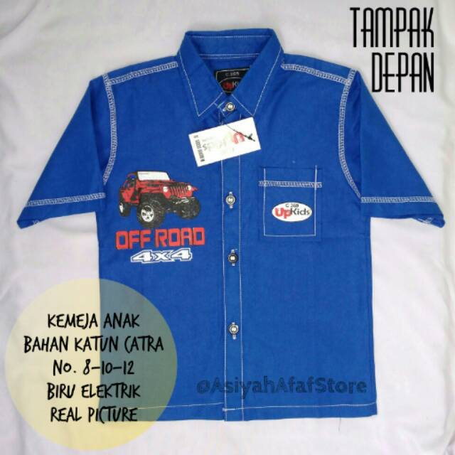 Kemeja Anak Katun -Biru Elektrik