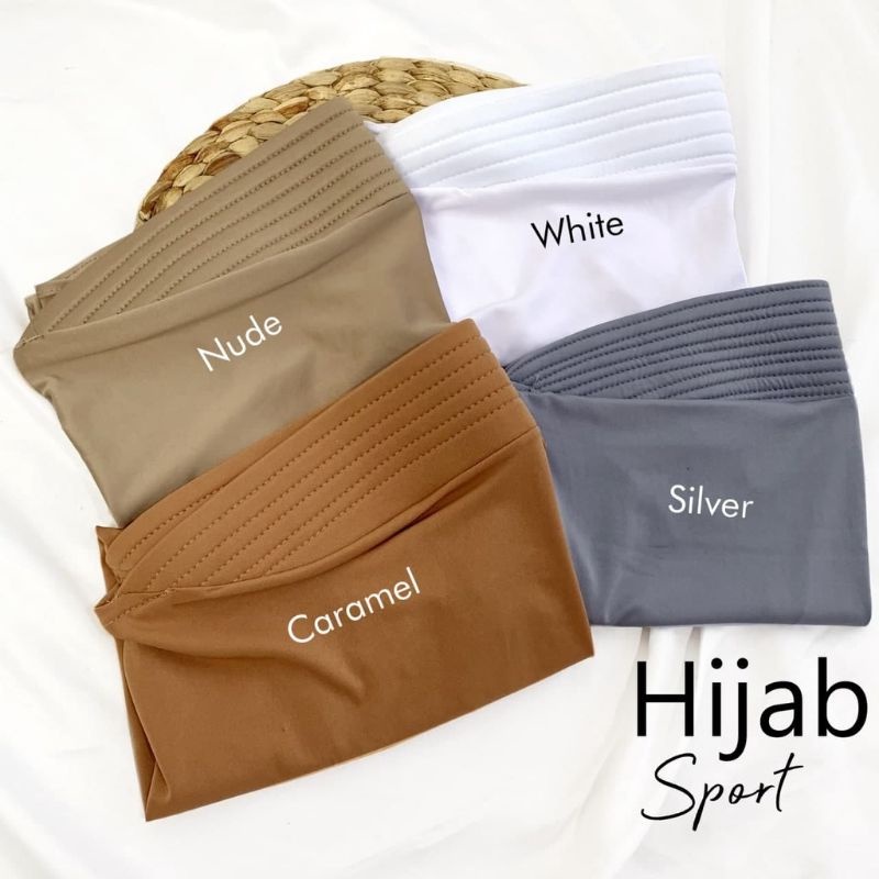 Hijab Sporty / Hijab Instant / Hijab Sport  Hijab Olah Raga Spandek Bergo Polos Linear 1-5