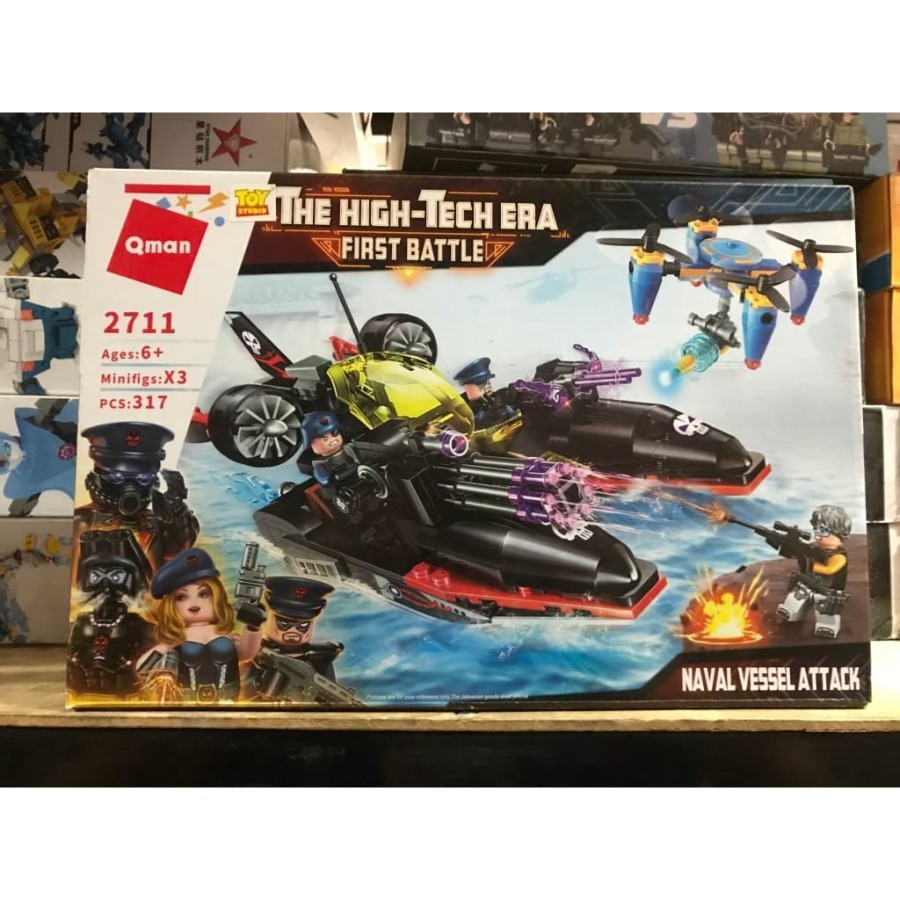 Bricks Lego Block Qman High Tech Era Battle Naval Vessel Attack 2711