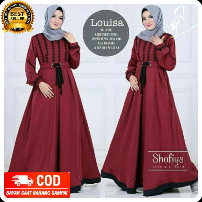 Baju Gamis Gamis Syari Dress Syari Wanita Terbaru 2021 Louisa Dress
