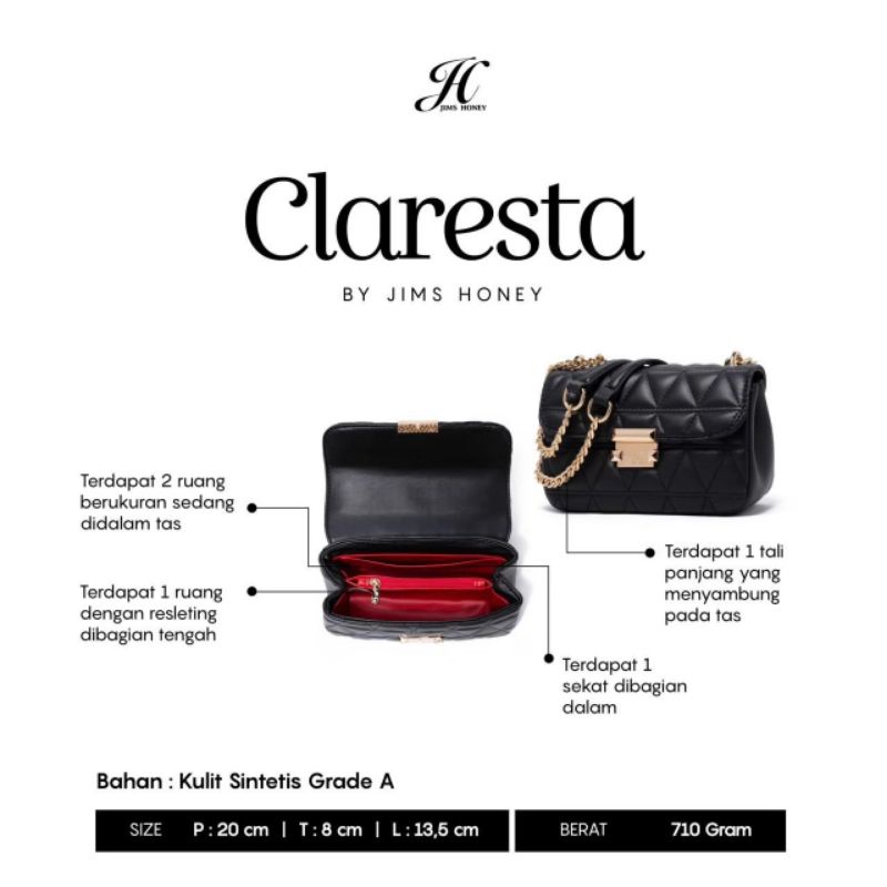 CLARESTA BAG JIMS HONEY ORI TAS SELEMPANG WANITA IMPOR FASHION CEWEK KOREA SLING HAND FREE BOX MURAH