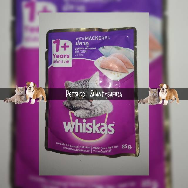 MAKANAN KUCING WHISKAS ADULT POUCH 85 GR ( KEMASAN DUS ISI 24 PCS )