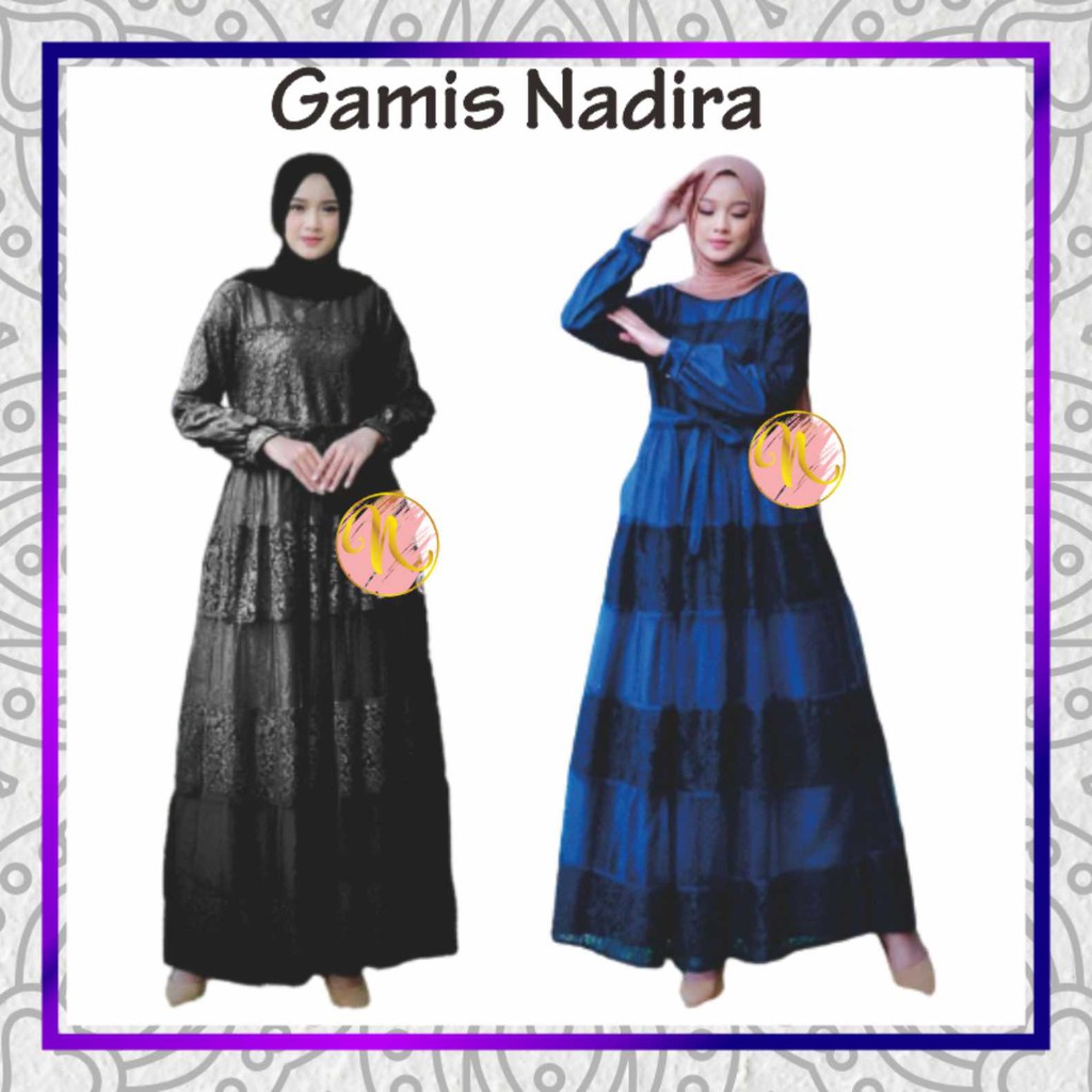 GAMIS PESTA NADIRA VELVET MIX BRUKLAT TILE MUTIARA Bordir