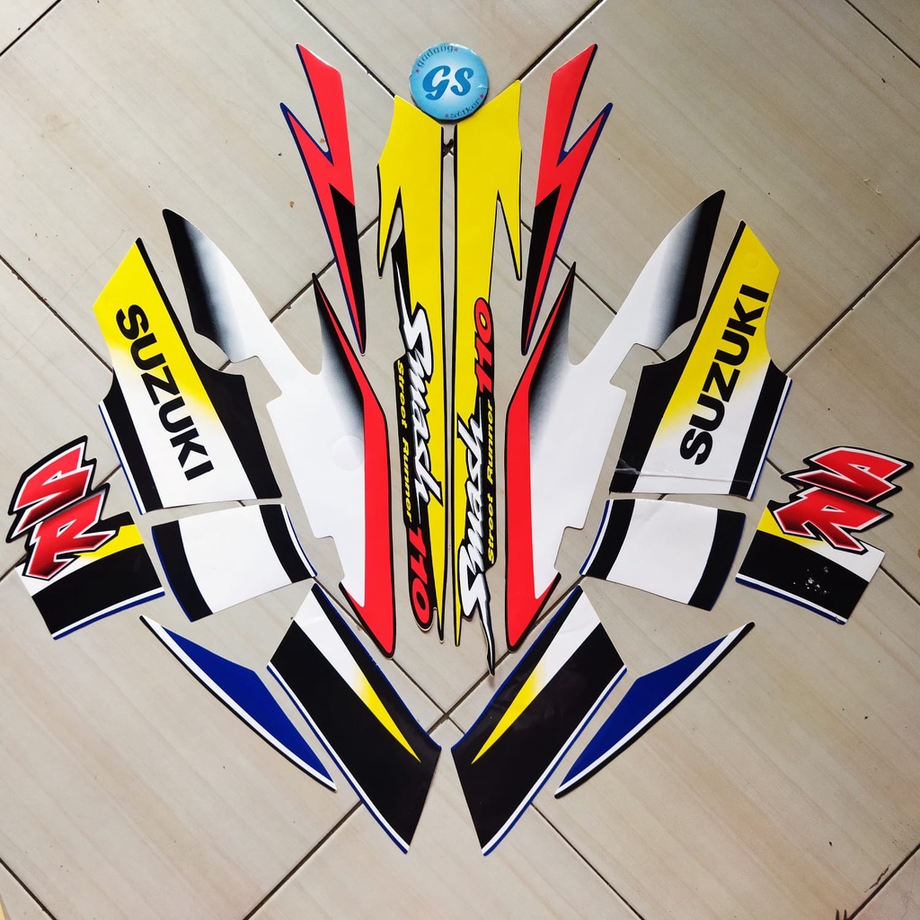 sticker striping motor suzuki smash sr 2005 hitam-biru