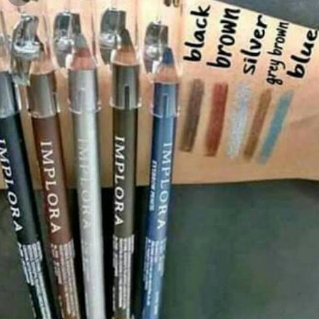 QUEEN • PENSIL ALIS EYELINER IMPLORA COKLAT HITAM PUTIH BIRU MURAH