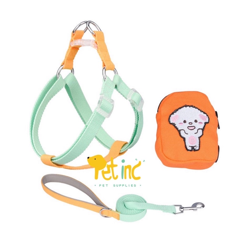 Jellybon korea poo bag harness set with leash