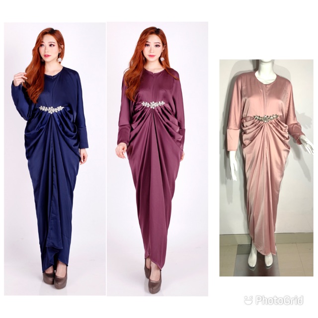 ADEEVA allsize- kaftan gamis satin syarii / kaftan modern busui elegant