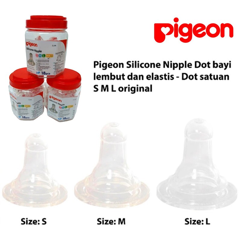 Dot Pigeon Silicone Nipple Dot Bayi Botol Susu Satuan size SML