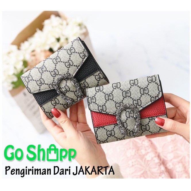 Dompet Wanita Import Premium - Dompet Lipat Wanita Fashion - Dompet Motif GD Kancing Ular [PD09]