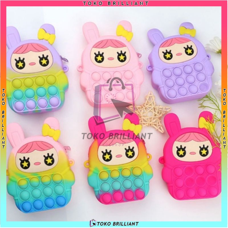 TAS Mainan Squishy Bubble TAS Pop It Bahan Silikon Warna Pelangi Untuk Penghilang Stress Anak / Dewasa [COD]