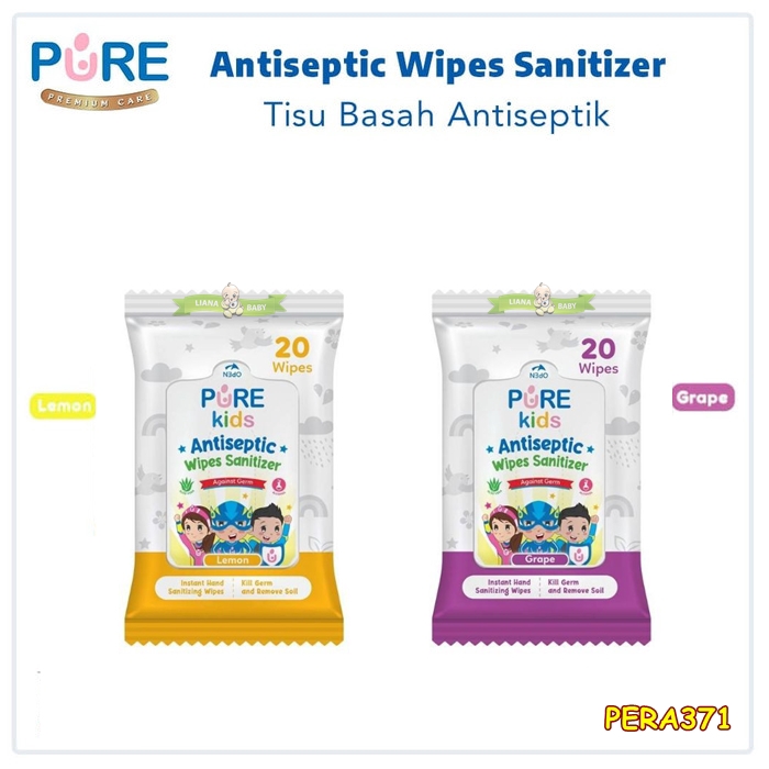 PERA371 TISSUE BASAH PURE KIDS ANTISEPTIC WIPES SANITIZER ISI 20 SHEETS