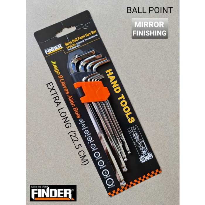 KUNCI L FINDER 9PCS SET BALLPOINT MIRROR FINISH