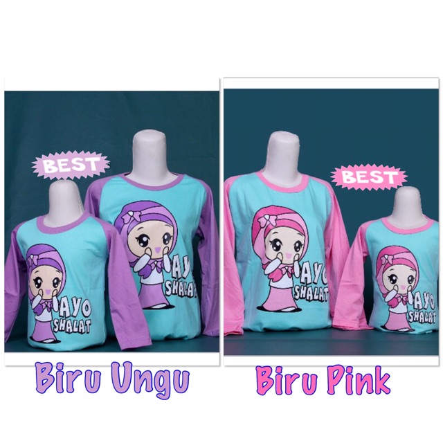 COUPLE IBU & ANAK "AYO SHOLAT" kaos raglan merk OSKOSH 👍