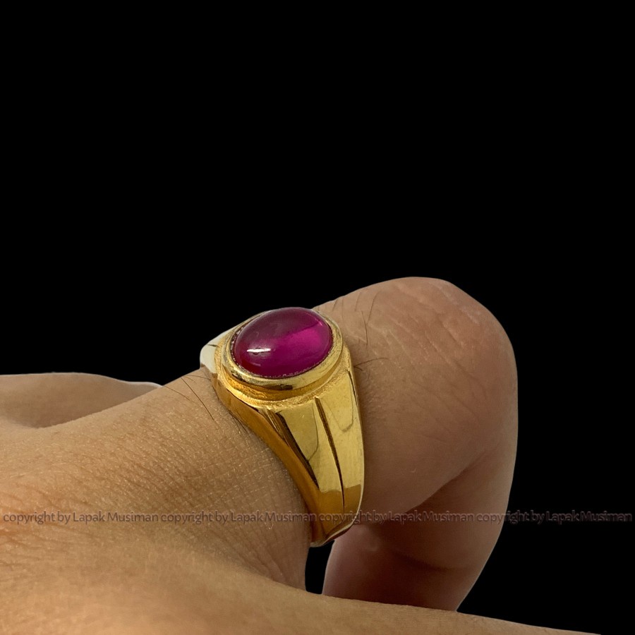 [Bayar di Tempat] Cincin Pria Batu Ruby Siam Bangkok Ring Titanium Anti Karat