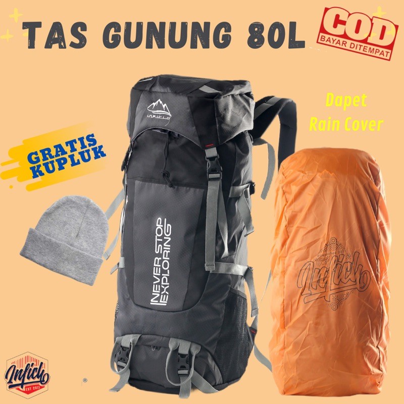 Inficlo NC Tas Carrier Tas Gunung (80L) Tas Gunung Carrier Bag Tas Carrier Tas Mendaki Tas Hiking