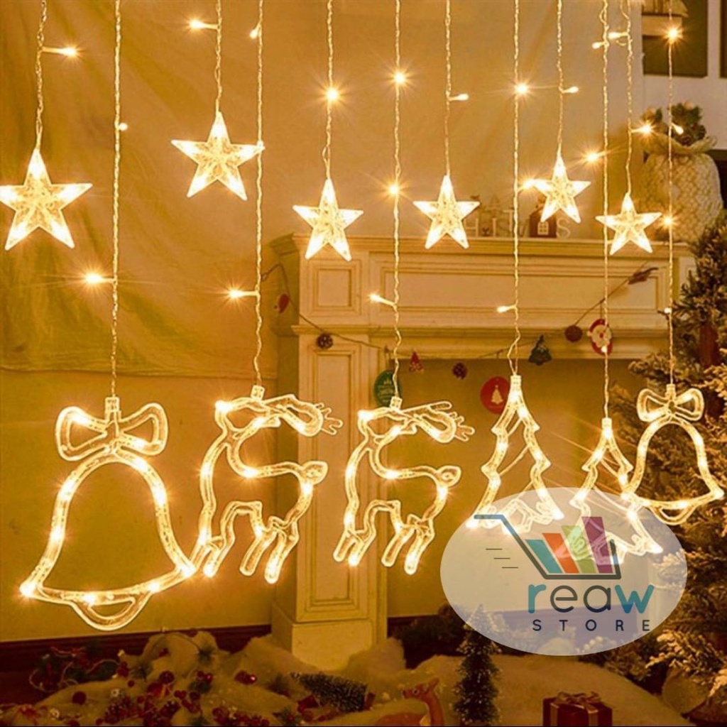 Lampu Hias Tumblr Tirai LED MIX KARAKTER Pohon Natal Merry Christmas Gift Karakter Bolong