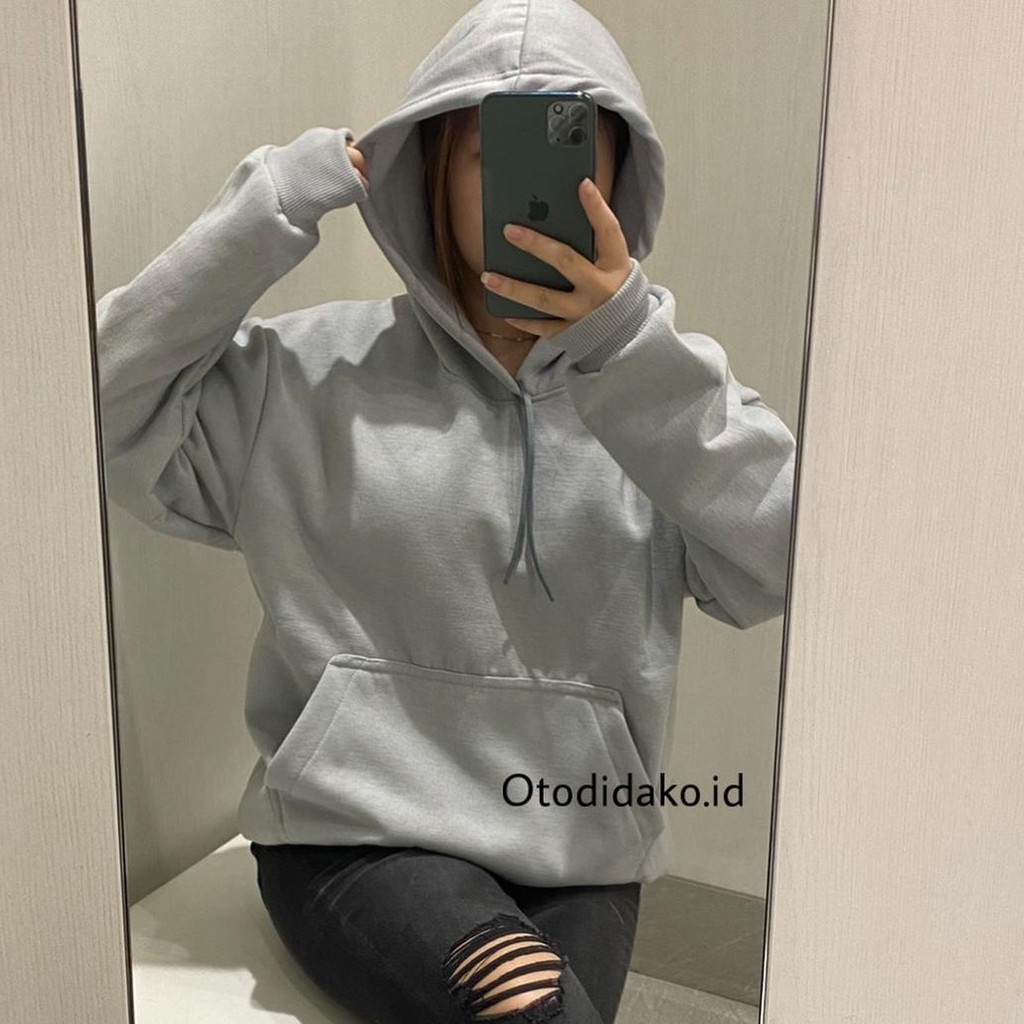 SWEATERHOODIE -  HOODIE JUMPER POLOS SIZE M-XXL (PRIA & WANITA) TERLARIS-SILVER GREEN