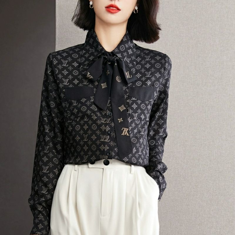 MDLV ~ 5651 Elvira Tie Neck Shirt Atasan Blouse ELVY Kemeja Korea Look Fashion import