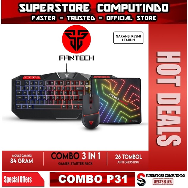 Fantech P31 Gaming Keyboard Mouse Mousepad 3 in 1 Combo