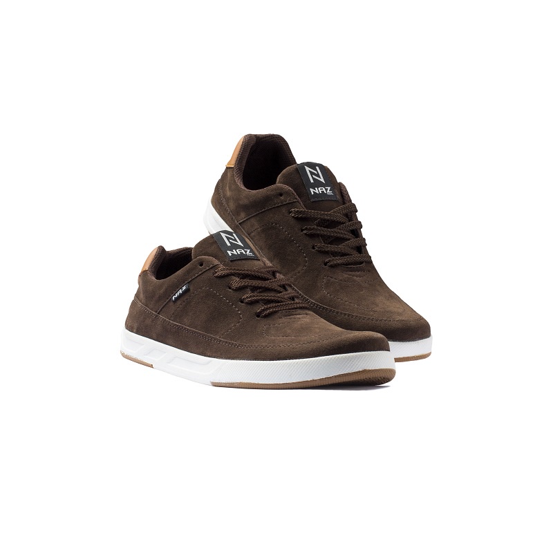 HARISSON - NAZREAL FOOTWEAR x banfash_store | Sepatu Sneaker Pria NAZ Hitam Original AZL 005 (Free Kaos Kaki)-Cokelat