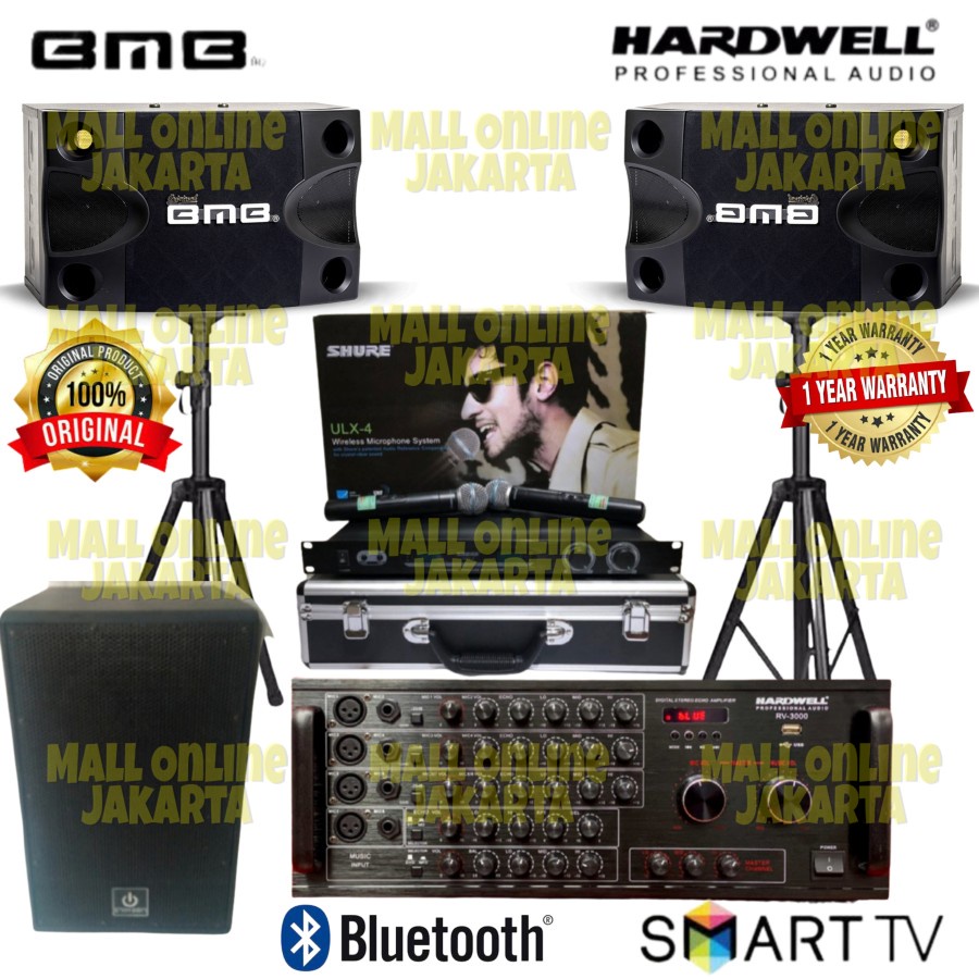 Paket karaoke bmb 8 inch Subwoofer aktif 12 inch Hardwell power ampli