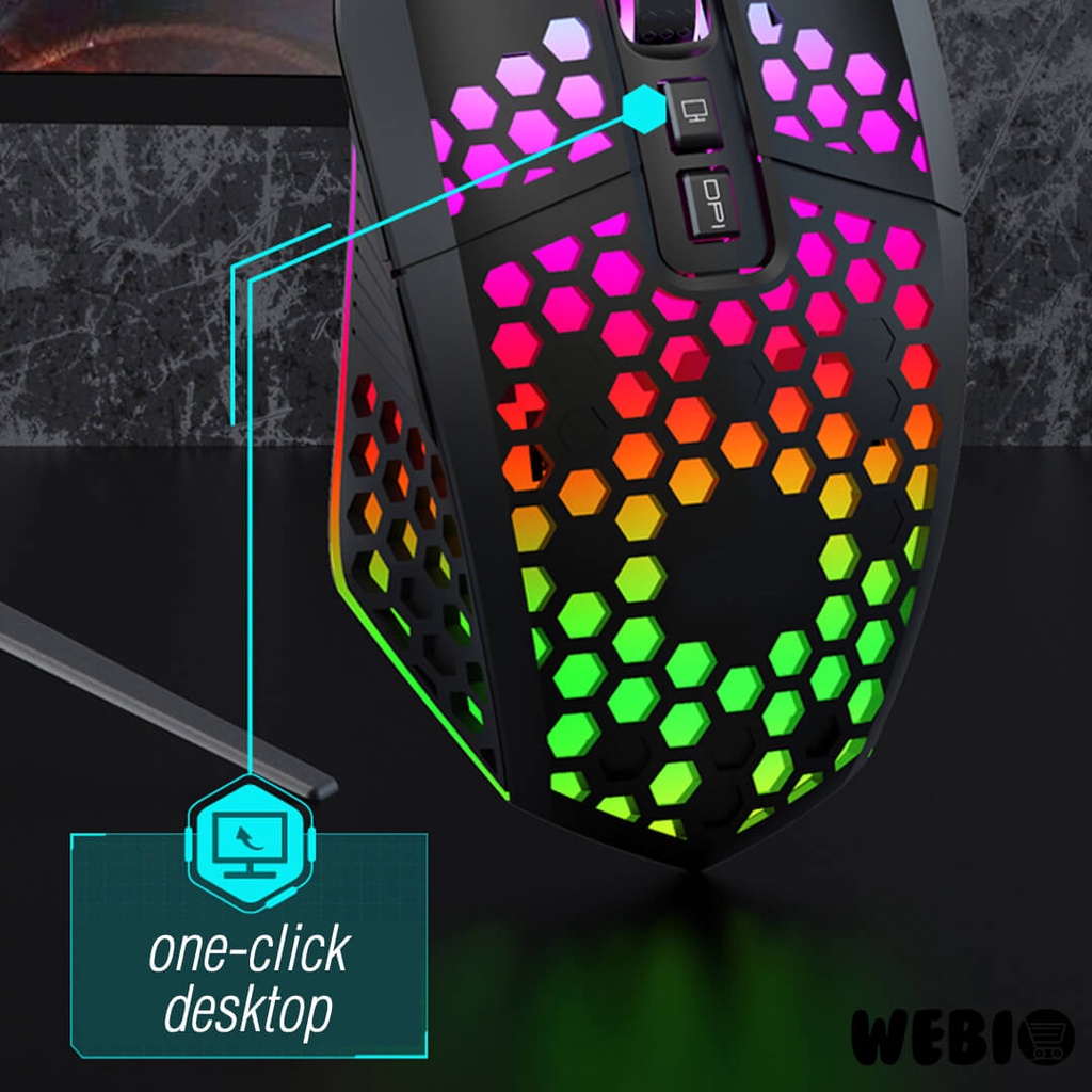 Mouse Kabel USB U107 Gaming Honeycomb RGB LED Game PC Gamer Komputer Mause Laptop 3200DPI Up To 8000 DPI